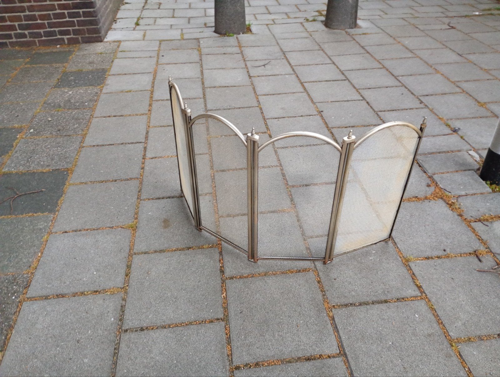 Vintage messing haardscherm - 4-delig, Huis en Inrichting, Haarden, Ophalen of Verzenden