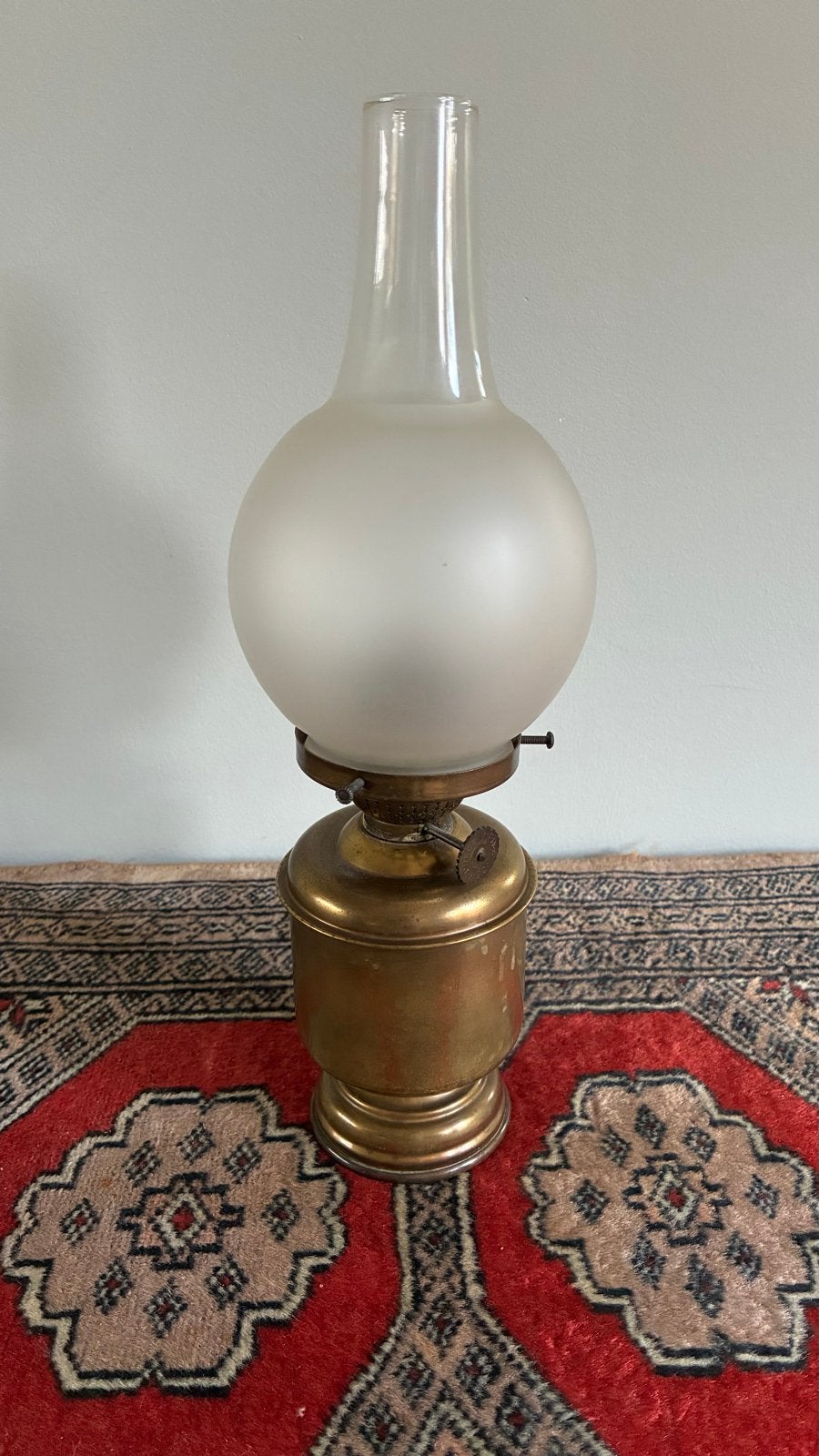 Antieke messing olielamp met originele Kosmos Brenner, Ophalen