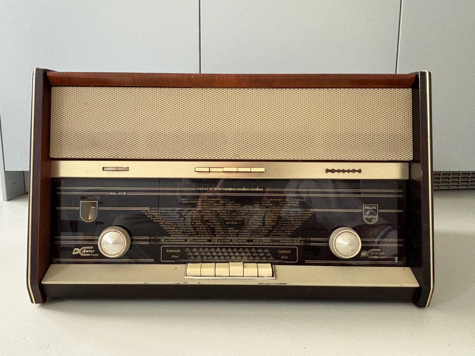 Vintage Philips H4X92A buizenradio/platenspeler – ca. 1960, Ophalen, Gebruikt