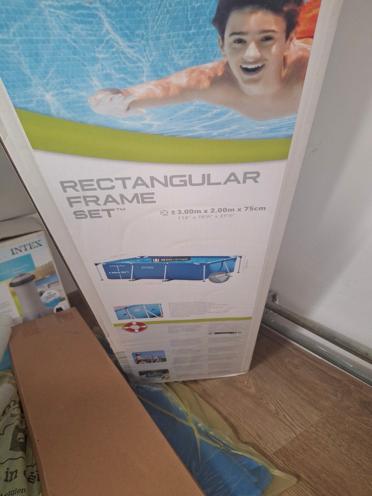 Intex Rectangular Frame Zwembad 3.00m x 2.00m x 75cm, Ophalen, Zo goed als nieuw, Opzetzwembad, 200 tot 400 cm
