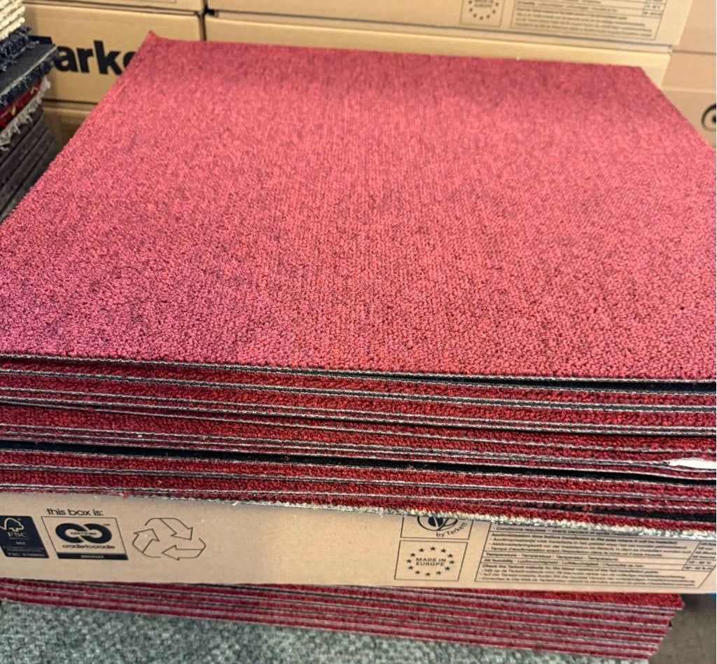 Partij Desso tapijttegels B-keus Rood 50x50cm nieuw #014, Niet ingevuld, Nieuw, Geel, Tapijttegels
