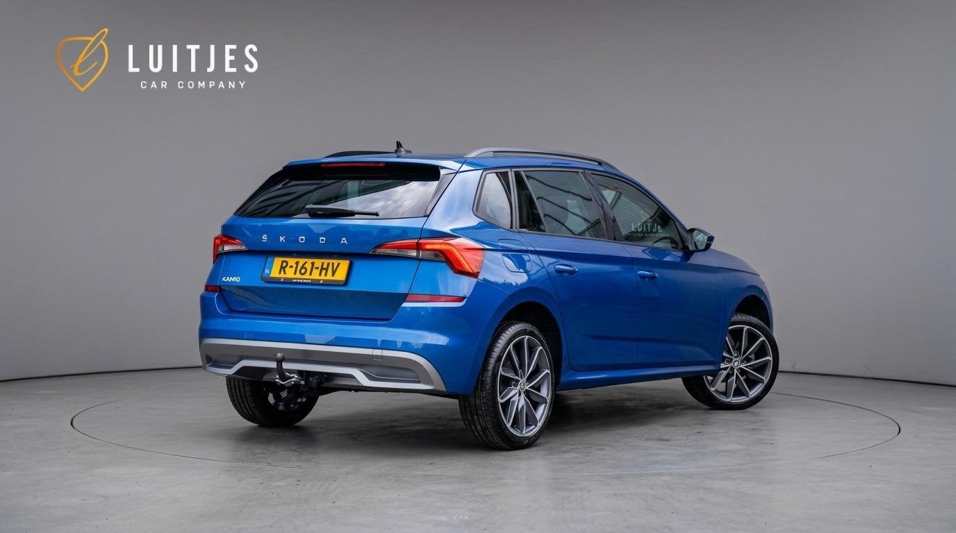 Skoda Kamiq 1.0 TSI Ambition OrgNL|Carplay|Trekhaak|18", Stof, Gebruikt, Blauw, 620 kg