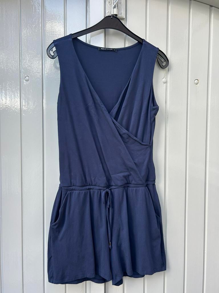 Stijlvolle korte, blauwe jumpsuit van EXPRESSO, maat L, Kleding | Dames, Jumpsuits, Ophalen of Verzenden, Gedragen, Blauw