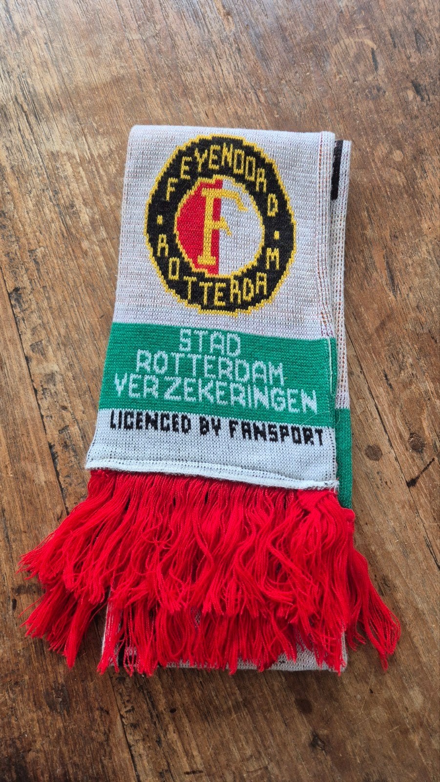 Feyenoord sjaal jaren '90 - Stad Rotterdam Verzekeringen, Meerkleurig, Overige maten, Ophalen of Verzenden, Voetbal