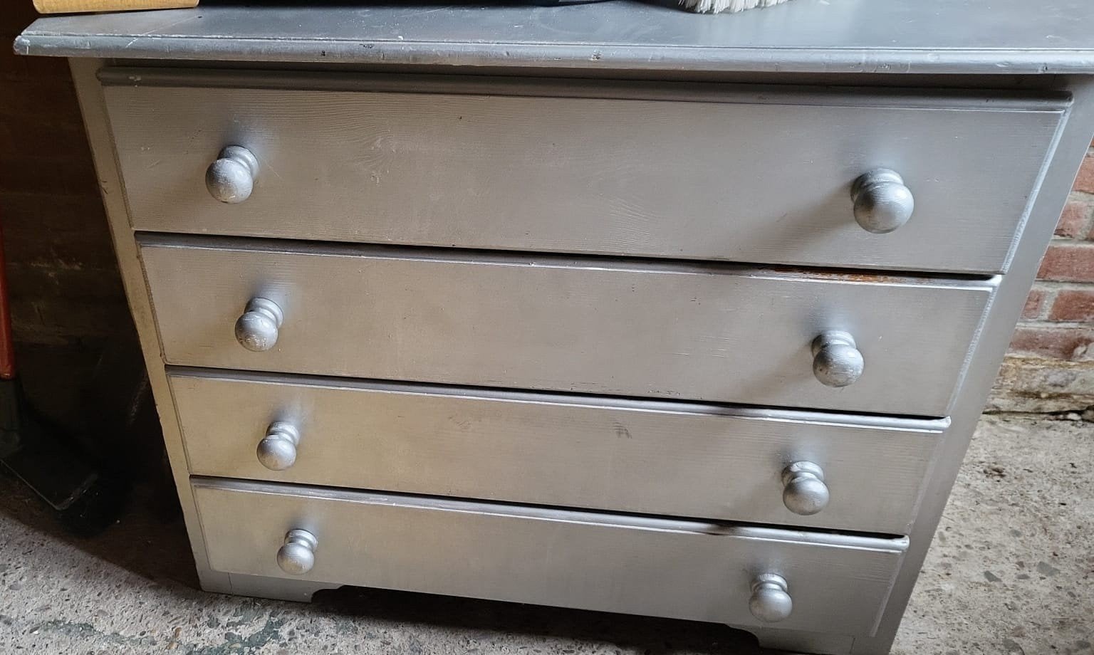 Commode met 4 laden - Grijs geverfd, Ophalen, Gebruikt, 50 tot 100 cm, 3 of 4 laden