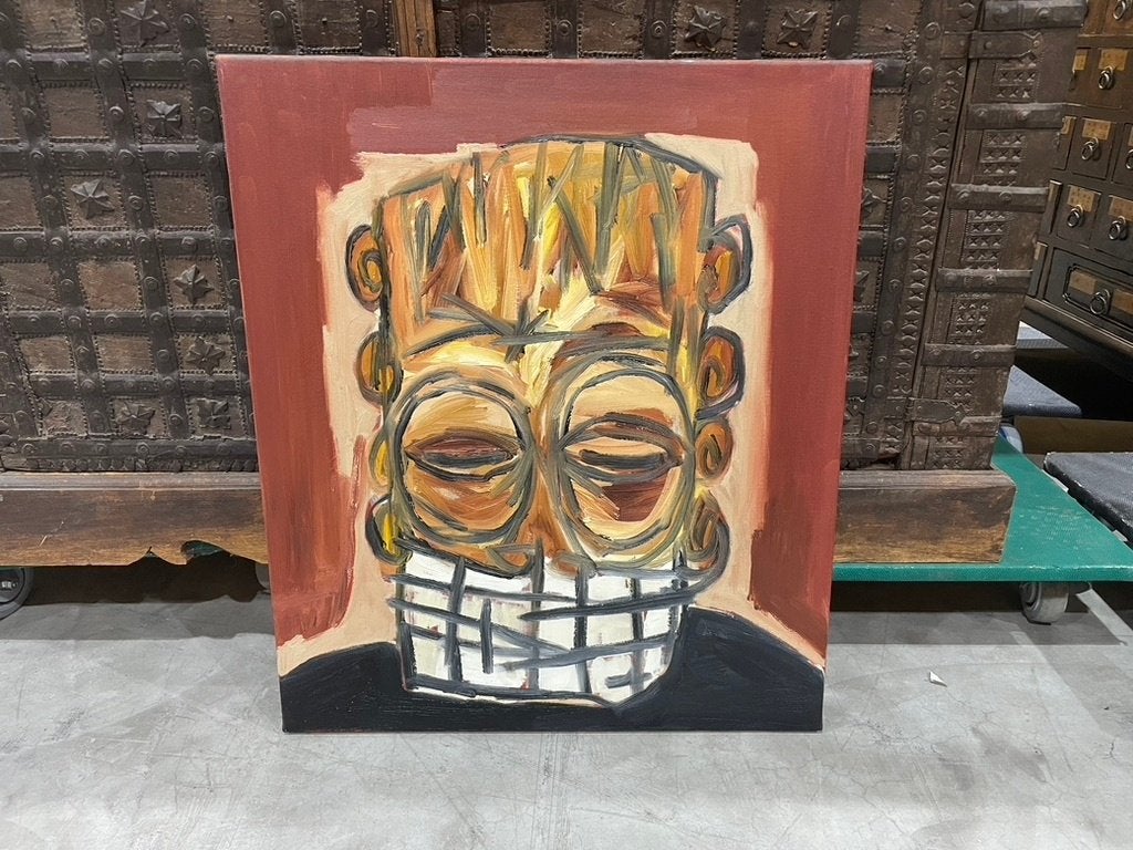 Jean Pierre Voogt -hoofd - schilderij (no. 2), Ophalen, Textiel, Acrylverf, Portret