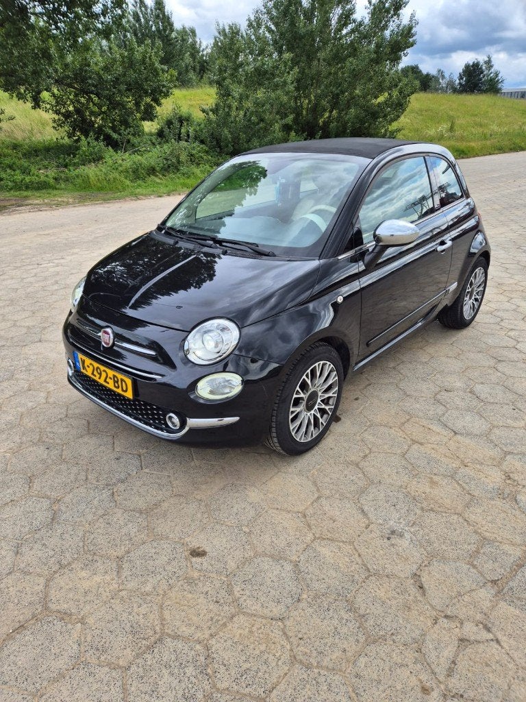 Fiat 500 1.2 AUT 2016 Zwart, 4 cilinders, Leder en Stof, Zwart, Particulier