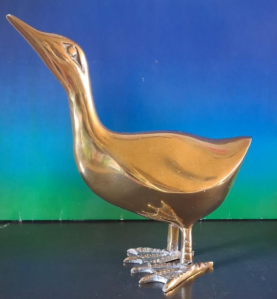 Waterhoen/meerkoet. Messing.  Ca '70. 14.5 cm., Ophalen, Zo goed als nieuw, Vogel, Beeldje of Figuurtje