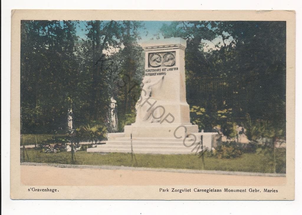 Den Haag - Park Zorgvliet Carnegielaan - Monument Gebr. Mari, Ophalen of Verzenden, Voor 1920, Gelopen, Zuid-Holland