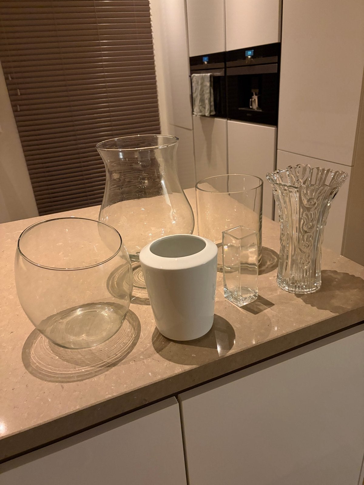 Diverse vazen en potten - Glas en keramiek, Ophalen, Gebruikt, Met patroon/structuur, Transparant