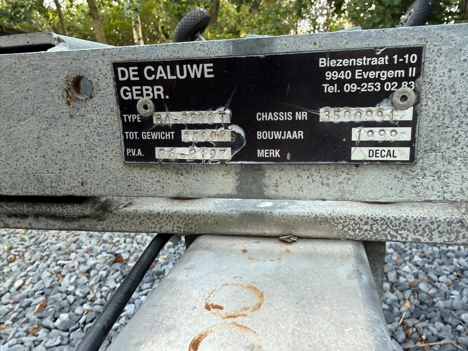 DE CALUWE GEBR. Boottrailer 3500KG, Watersport en Boten, Ophalen, Gebruikt, 9 meter of meer, Overige typen