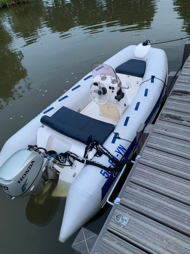 Grand G340L met Honda 20pk 4 takt en TTH boottrailer, Gebruikt, Benzine, Overige materialen, Ophalen