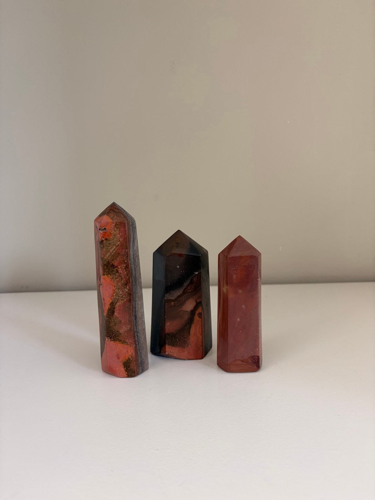Set van 3 Jaspis kristallen torens, Ophalen of Verzenden, Zo goed als nieuw