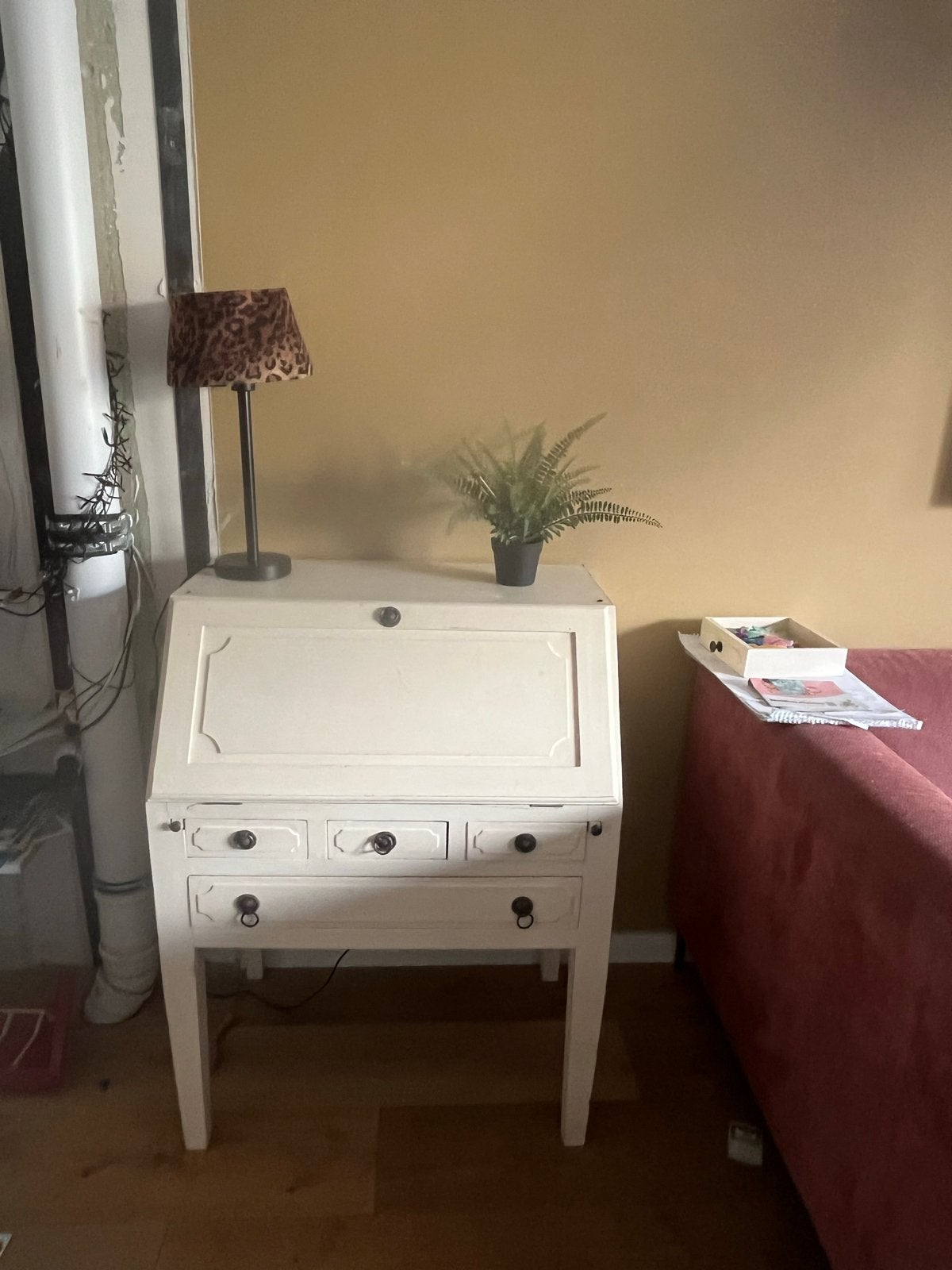 Antieke Secretaire Bureau - Wit Hout met Lades, Ophalen, Gebruikt, Secretaire, Antiek