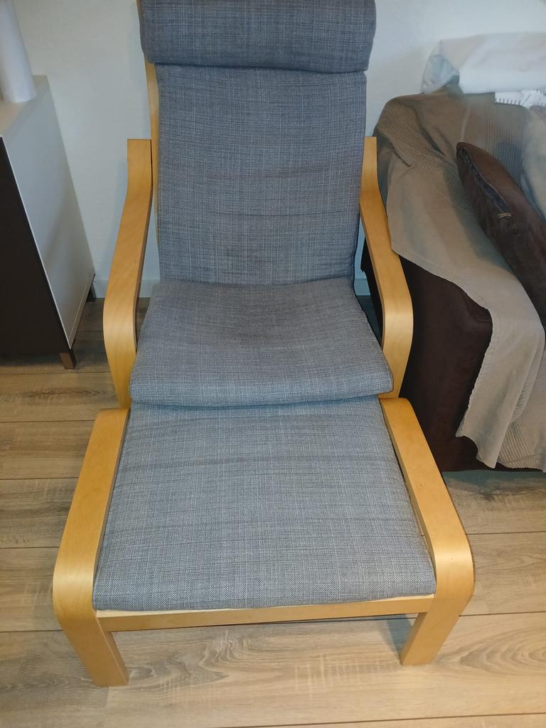 Ikea chair with footstool, Ophalen, Gebruikt, Grijs