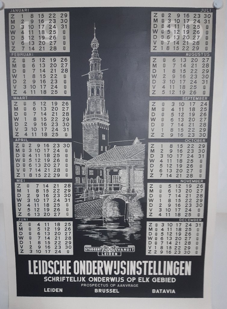 Originele poster Leidsche Onderwijsinstellingen 1950, Ophalen of Verzenden, A1 t/m A3, Film en Tv, Rechthoekig Staand
