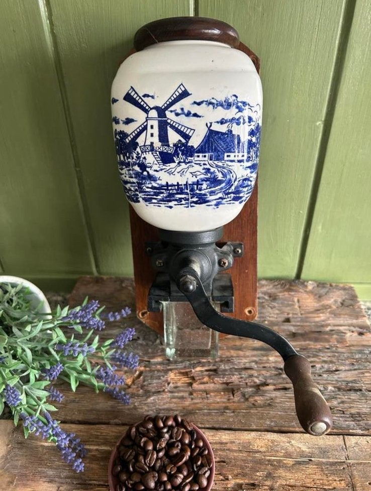 Vintage wandkoffiemolen Delfts Blauw, Ophalen of Verzenden