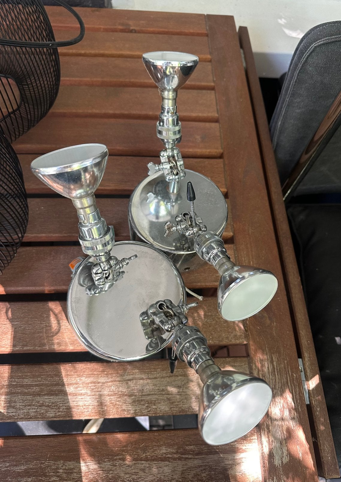Twee metalen binnen lampen / Two metal indoor lamps, Ophalen of Verzenden, Zo goed als nieuw, Glas