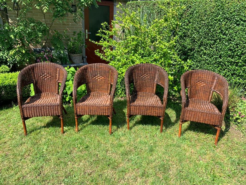 4 Rotan stoelen  alleen als set te koop!, Tuin en Terras, Ophalen of Verzenden, Zo goed als nieuw, Rotan
