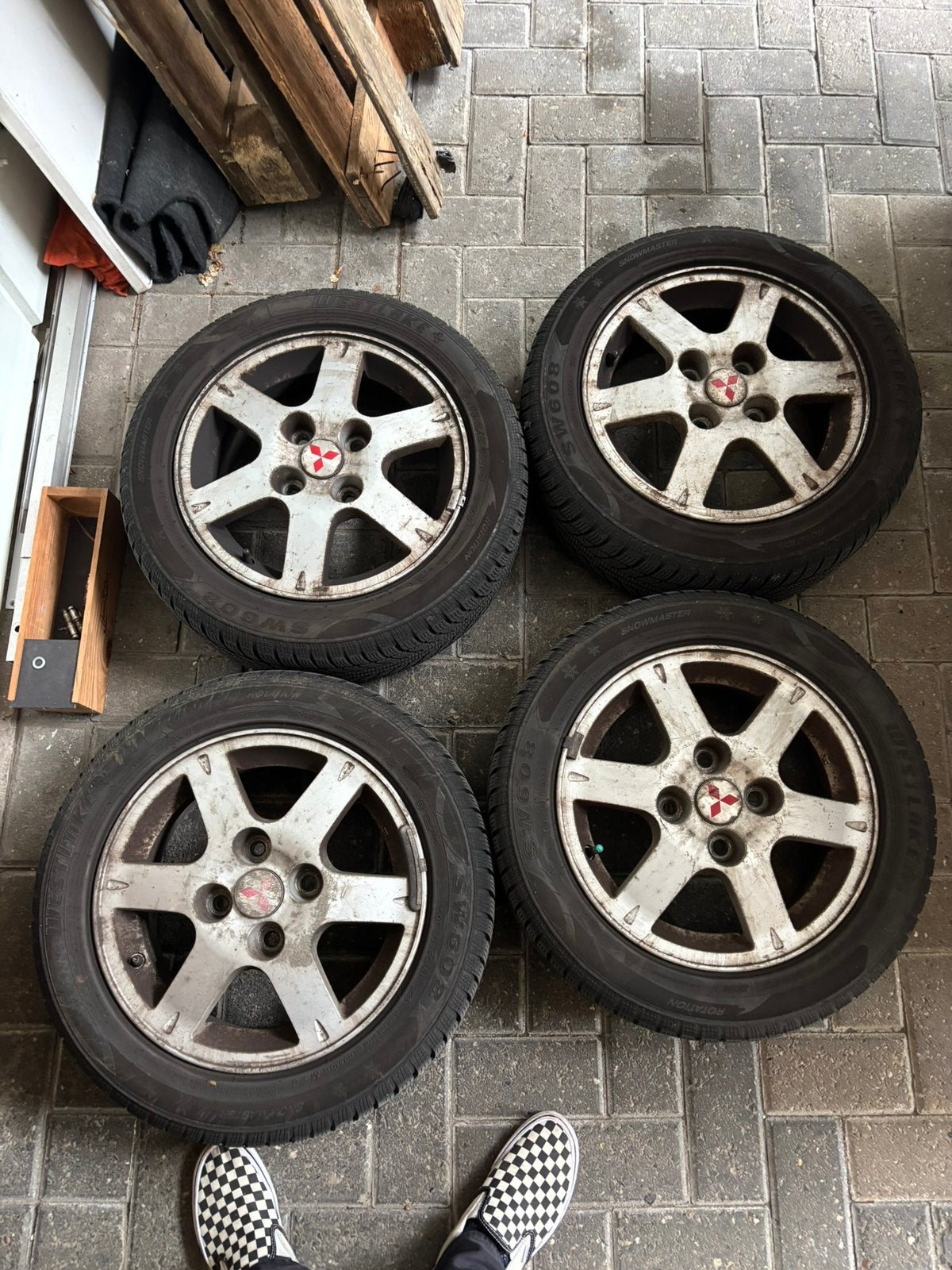 Winterbanden 4x114.3 mitsubishi lancer, Ophalen, 16 inch, Winterbanden, Banden en Velgen