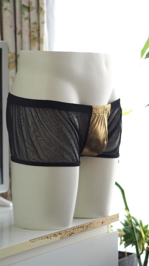Semi Transparante Boxershort Goudkleurig maat M, Kleding | Heren, Ondergoed, Ophalen of Verzenden, Overige kleuren, Boxer