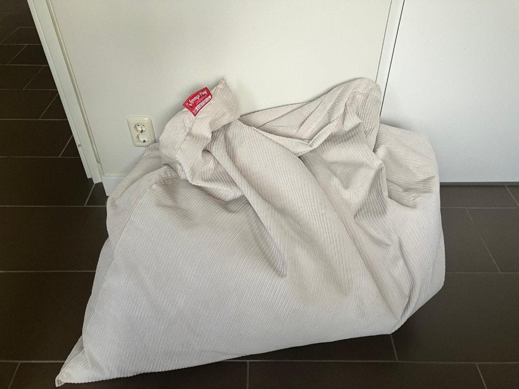 Zitzak licht beige ribstof, Ophalen, Gebruikt, Beige, Zitzak