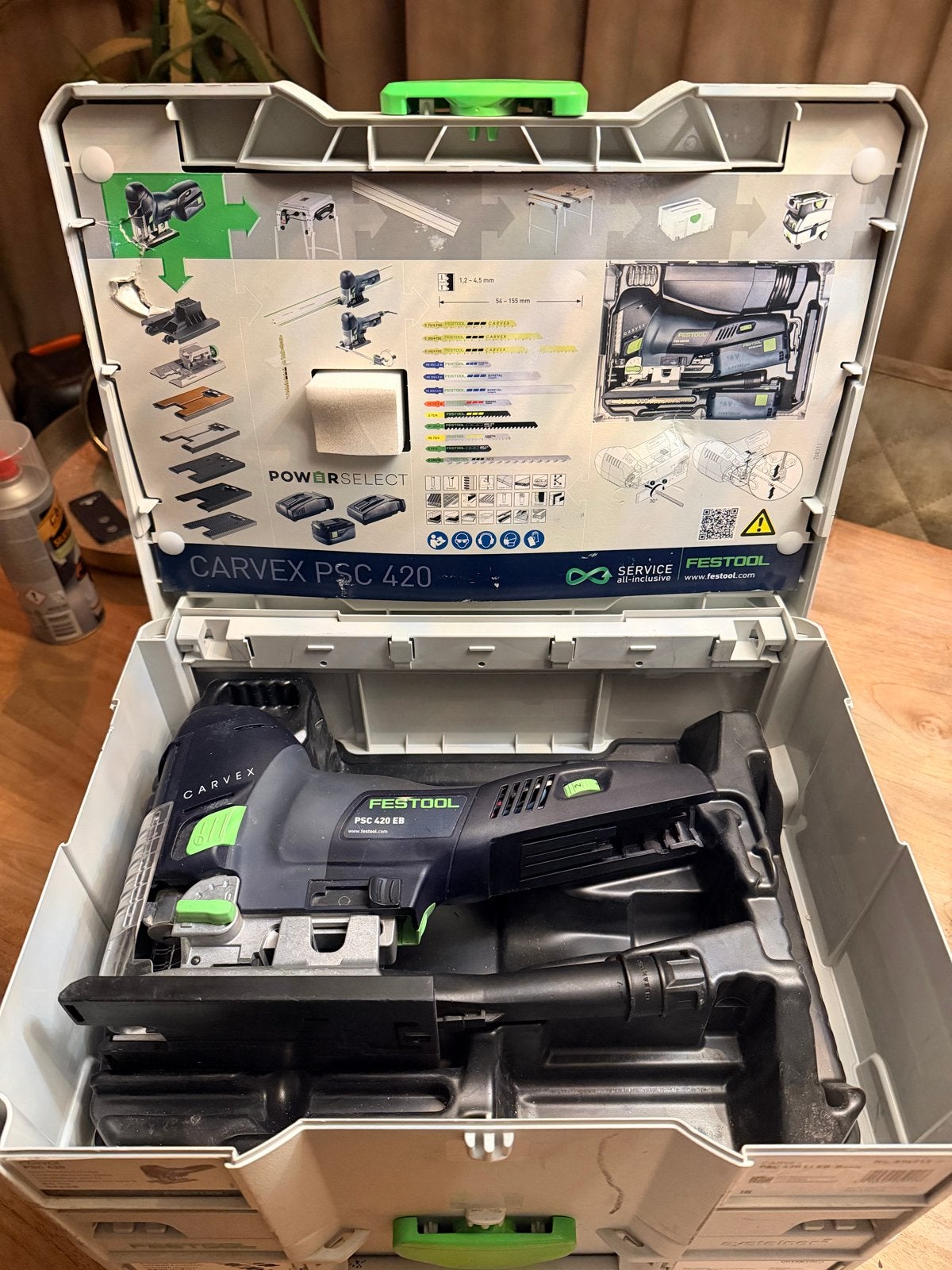 Festool CARVEX PSC 420 Accu-decoupeerzaag + Accessoire Systa, Ophalen of Verzenden, Zo goed als nieuw, Minder dan 600 watt, Decoupeerzaag