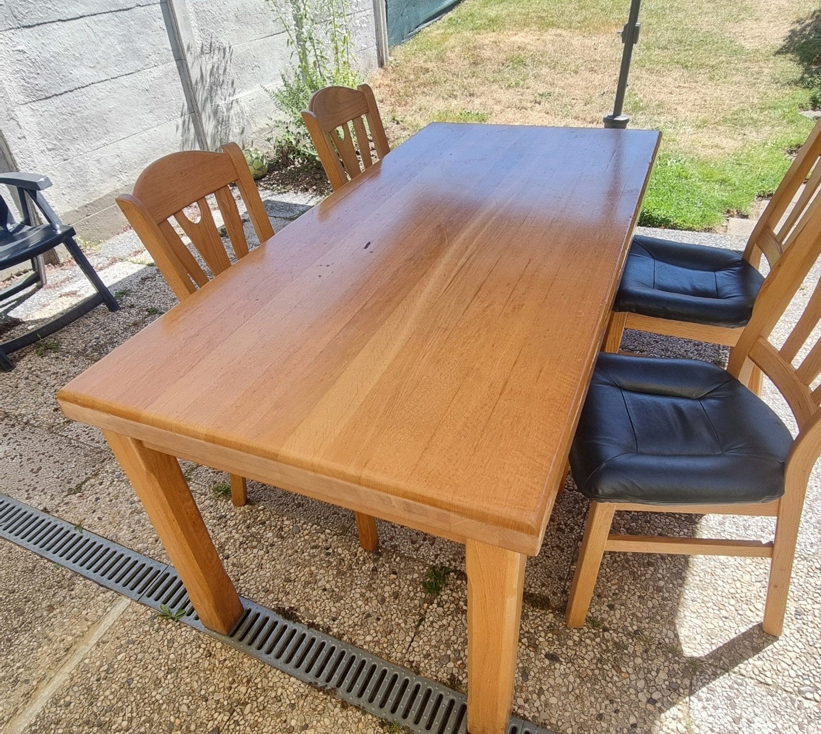 houten tafel 180x85 met stoel, Huis en Inrichting, Ophalen, Gebruikt, Rechthoekig, 50 tot 100 cm