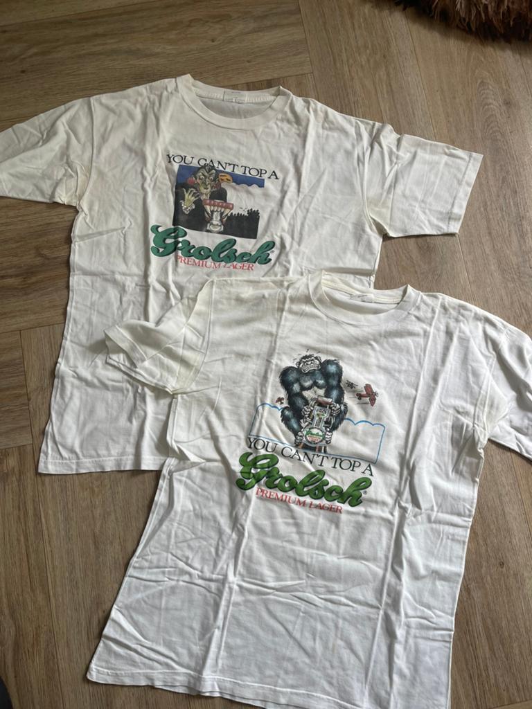 Vintage Grolsch bier t shirs premium lager jaren 90, Verzamelen, Biermerken, Ophalen of Verzenden, Gebruikt, Kleding, Grolsch