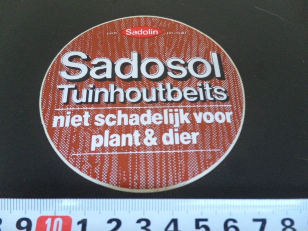 sticker SADOSOL Tuinhoutbeits SADOLIN *, Ophalen of Verzenden, Zo goed als nieuw