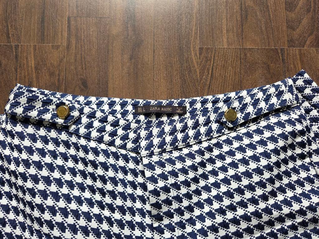 Zara broek maat L grafische print blauw wit, Kleding | Dames, Maat 38/40 (M), Blauw, Zara, Ophalen of Verzenden