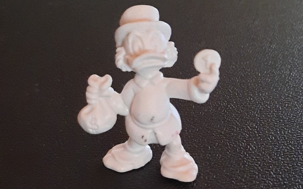 Bullyland wit rubber figuur Dagobert Duck, Verzamelen, Ophalen of Verzenden, Overige figuren, Gebruikt, Beeldje of Figuurtje