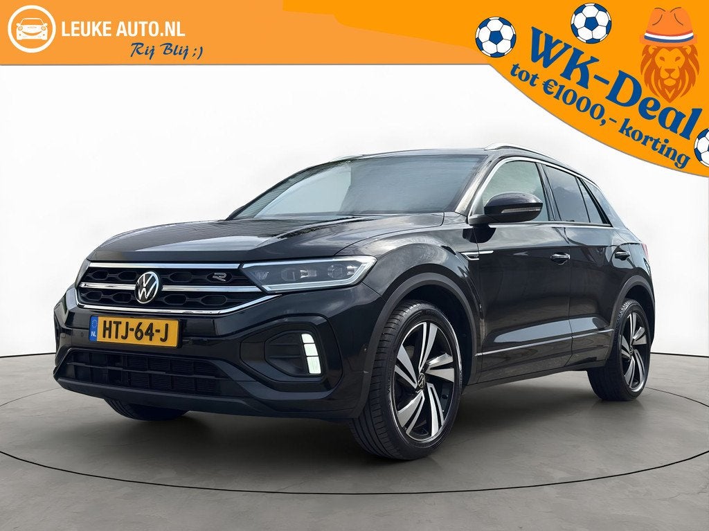 Volkswagen T-Roc 1.5 TSI 150PK 2X R-Line Dode-hoek Camera IQ, 4 cilinders, 150 pk, Zwart, 1253 kg