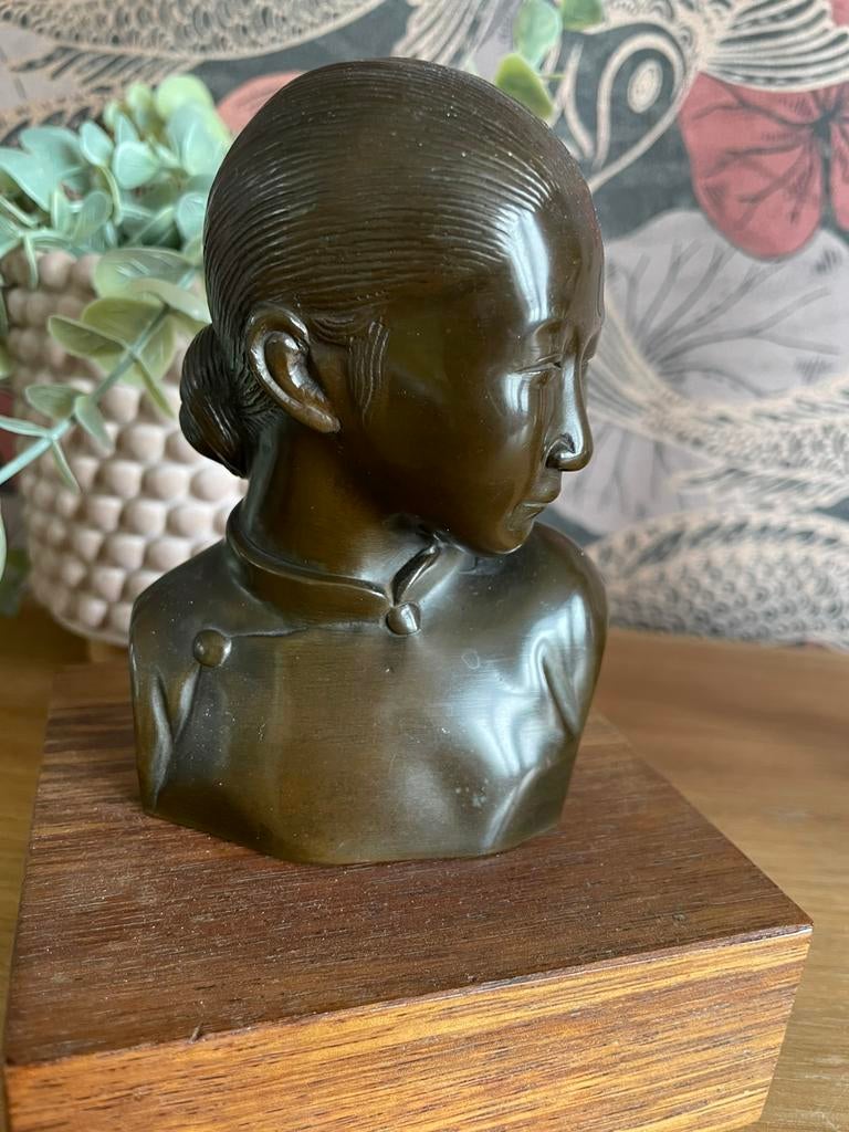 Art Deco bronze buste., Antiek en Kunst, Ophalen of Verzenden