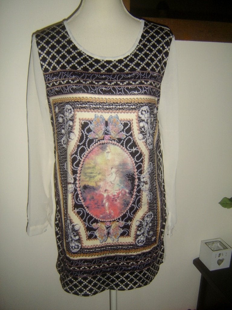 LEUK tuniek met print en voile rugpand mt. L - nieuw, Ophalen of Verzenden, Nieuw, Maat 42/44 (L), Meerkleurig