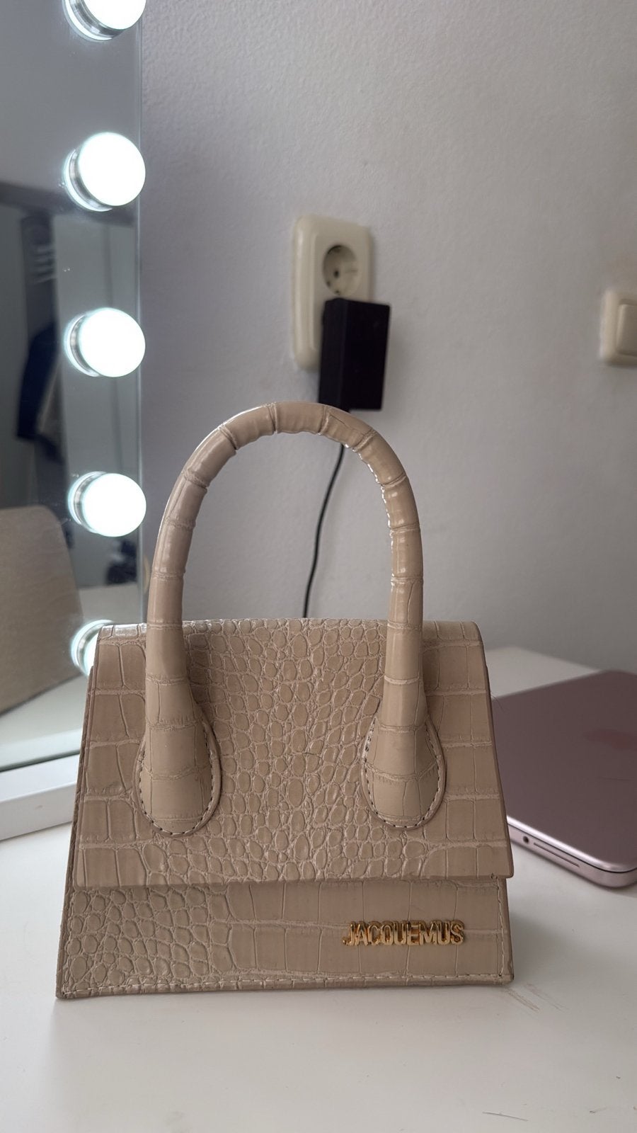 Jacquemus Le Chiquito tasje beige krokodillenprint, Verzenden, Zo goed als nieuw, Beige, Avondtasje
