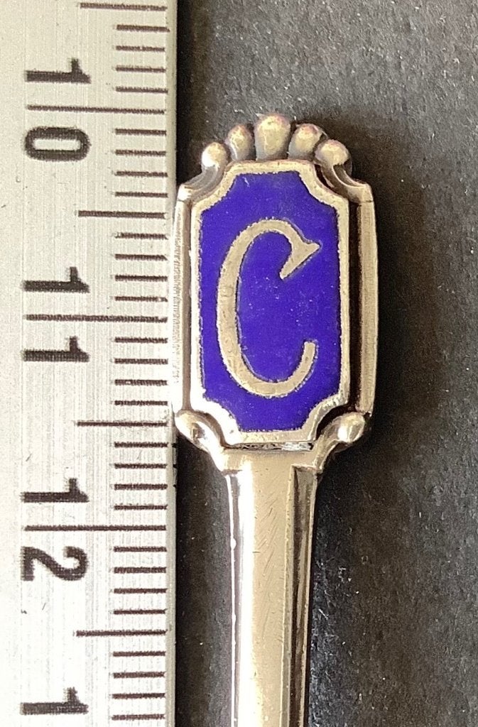 lepel, Letter C, emaille, 25 op achterzijde (LC, Ophalen of Verzenden, Gebruikt