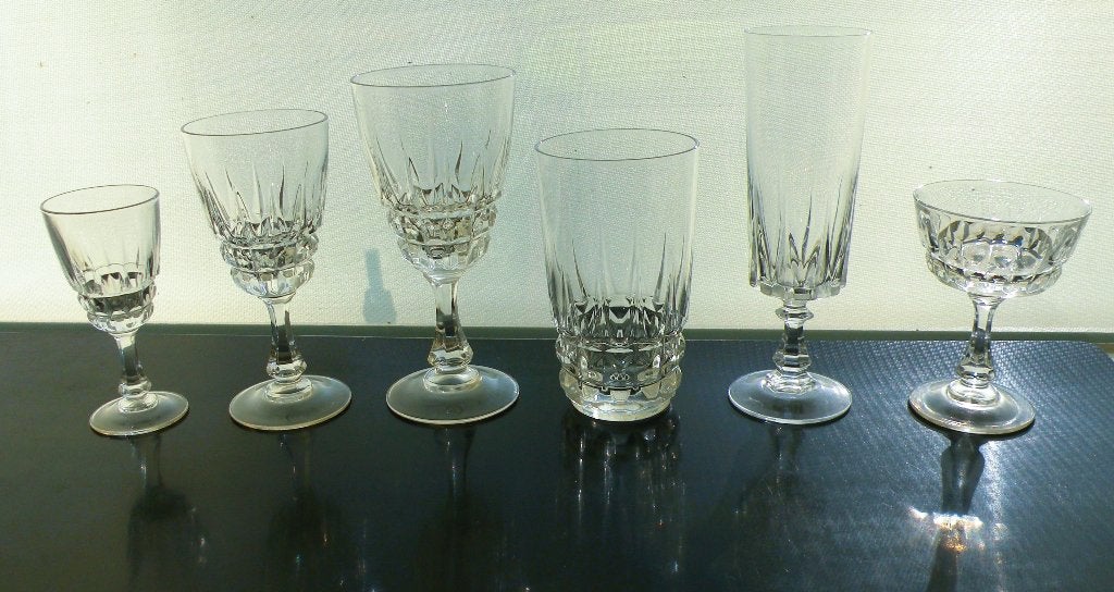 40 delig glasservies kristal Cristal d'Arques Luminac '60'70, Ophalen