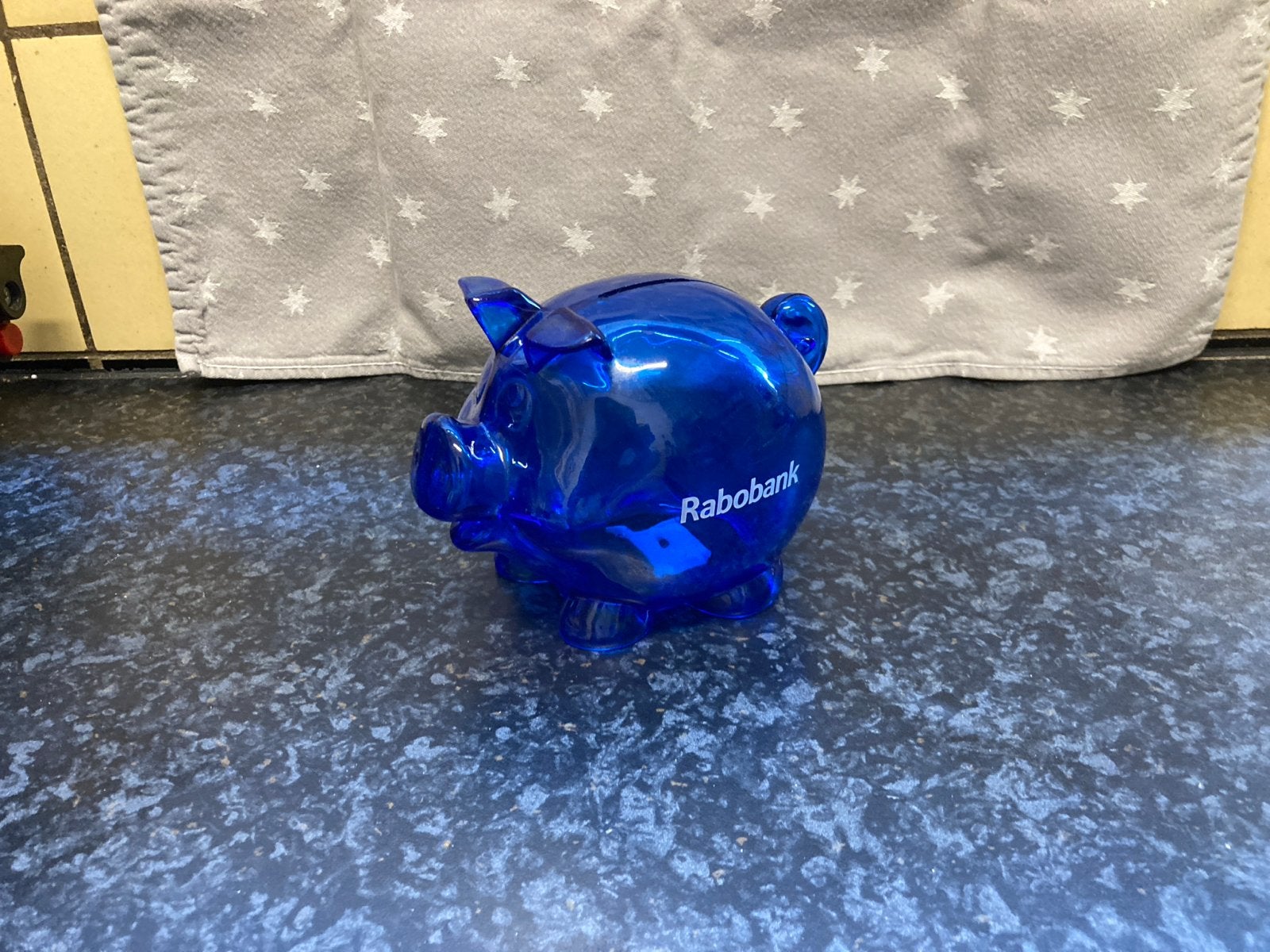 Blauwe spaarpot varken Rabobank, Verzamelen, Verzenden, Zo goed als nieuw, Dier