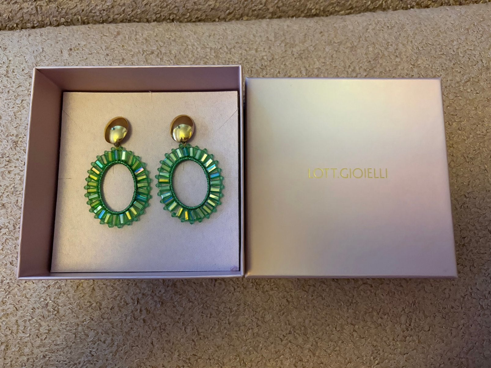 Groene oorbellen LOTT Gioielli, Verzenden, Zo goed als nieuw, Groen, Goud