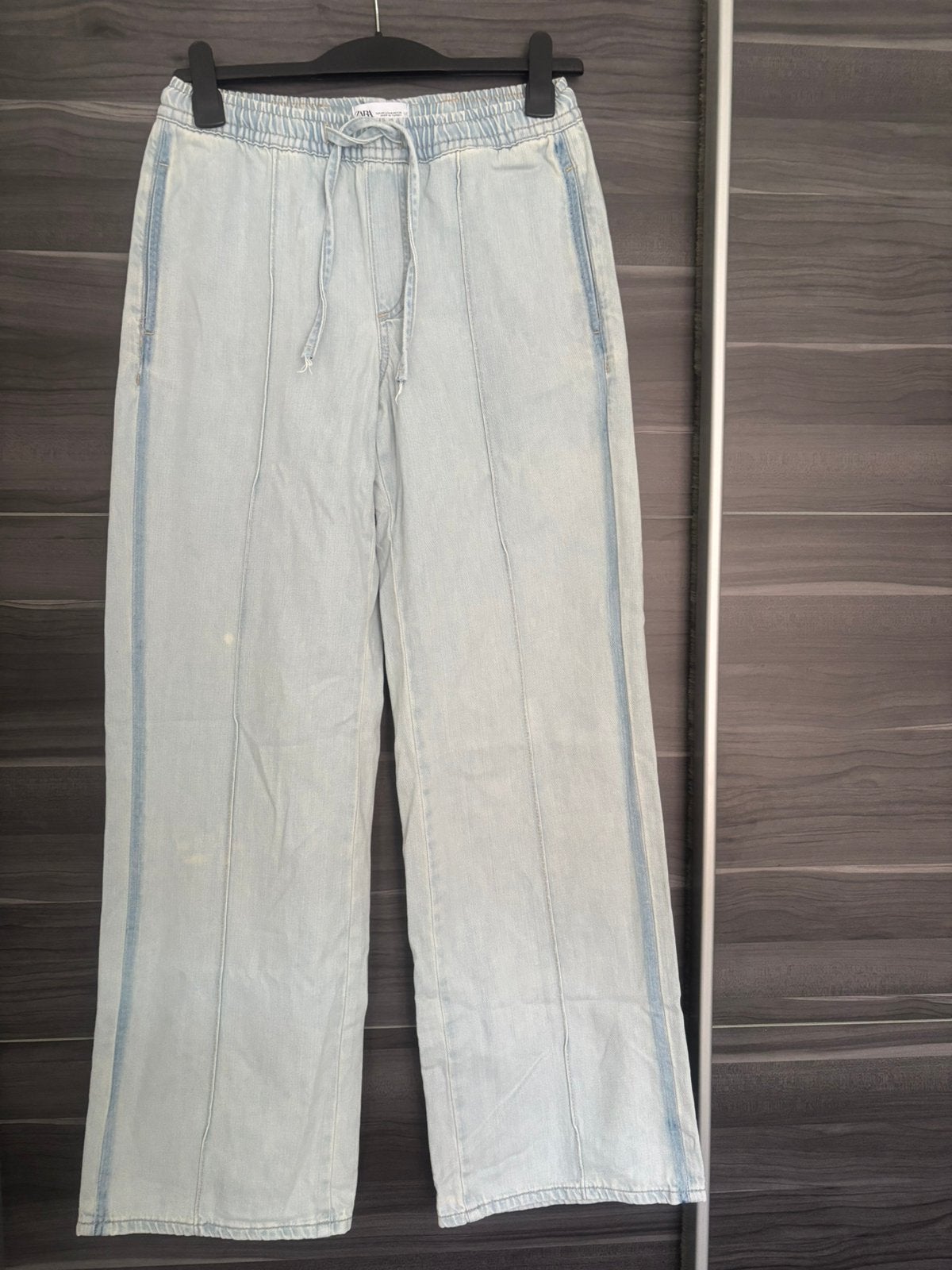 Stoere Zara broek met drawstring valt klein!, Maat 38/40 (M), Blauw, Ophalen of Verzenden, Zo goed als nieuw
