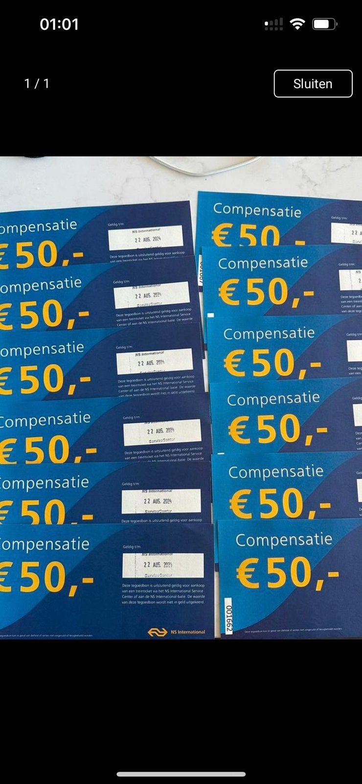 NS International Reisvoucher over? Ik koop hem over!, Tickets en Kaartjes, Eén persoon, Trein, Algemeen kaartje