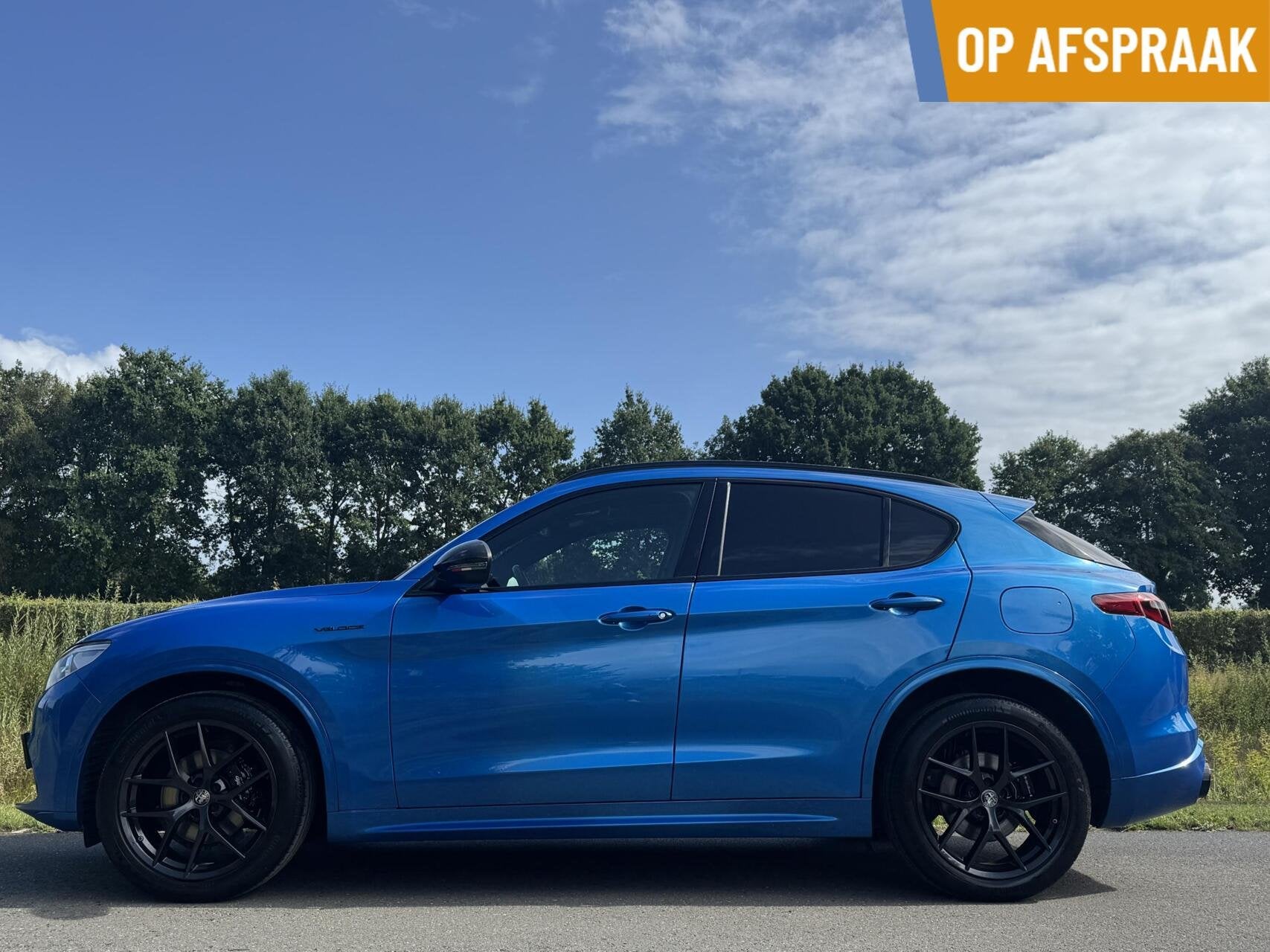 Alfa Romeo Stelvio 2.0t Q4 Veloce my21, Pano, 20 inch, Misan, Auto's, Automaat, Zwart, 4 cilinders, Blauw