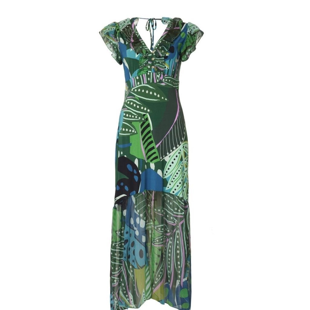 Tessa Koops NIEUW maxi dress / jurk maat XL/42 groen, Verzenden, Maat 42/44 (L), Nieuw, Tessa Koops