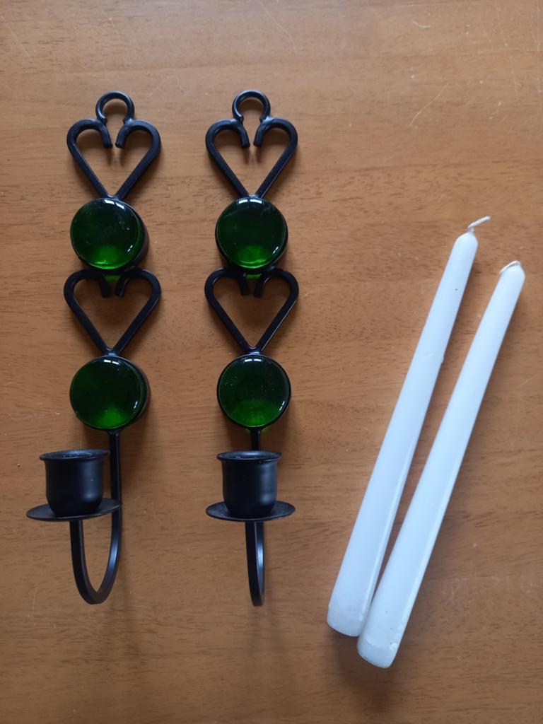 Set Gunnar Ander Ystad kandelaars smeedijzer en groen glas, Ophalen of Verzenden, Huis en Inrichting
