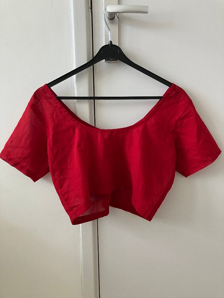 Rode saree blouse van katoen, Kleding | Dames, Gelegenheidskleding, Nieuw, Overige typen, Maat 38/40 (M), Rood, Ophalen of Verzenden