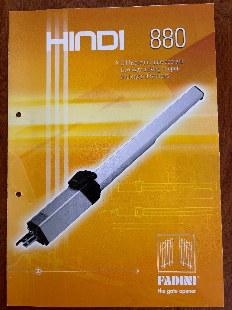 Fadini Hindi 880 Olie-hydraulische poortopeners, Tuin en Terras, Ophalen, Met poort, Gebruikt, Overige typen