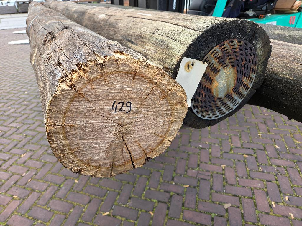 Gebruikte hardhouten ronde palen onbehandeld - nr: HB429, Tuin en Terras, Palen, Balken en Planken, Ophalen, 250 cm of meer, Palen