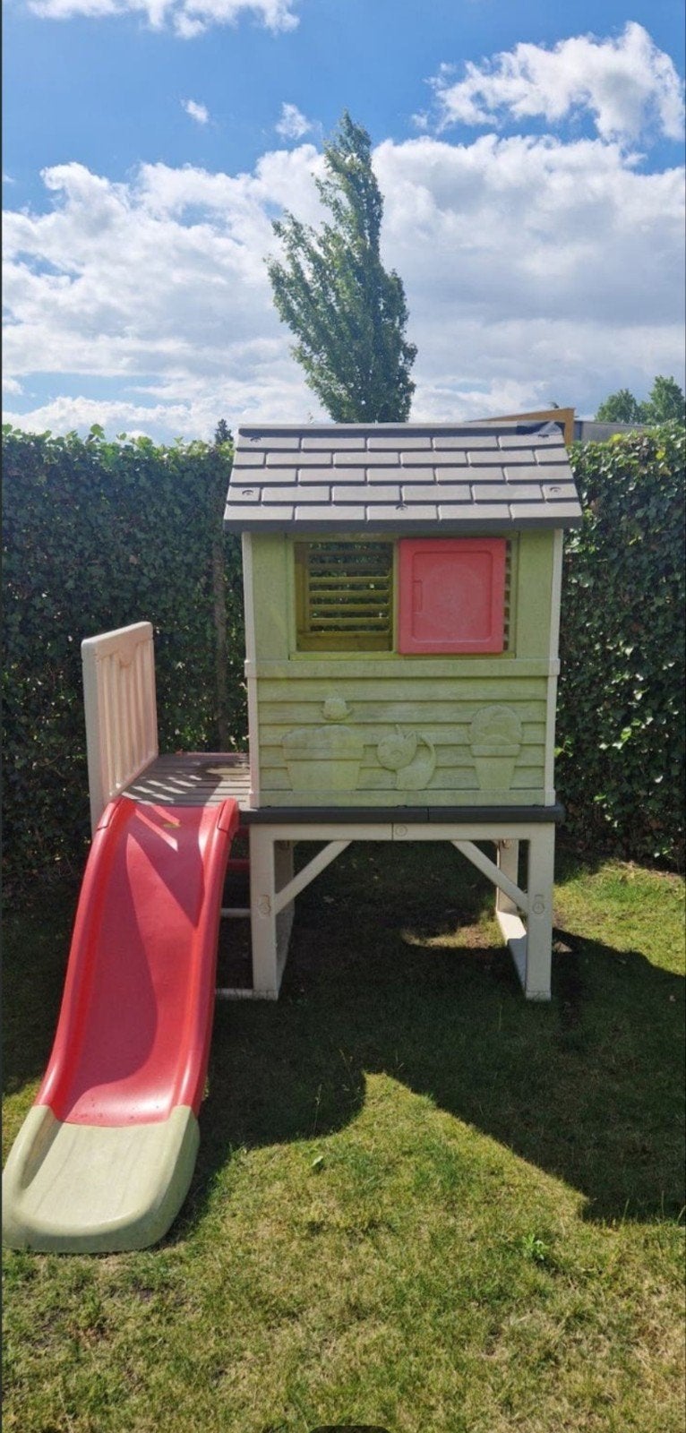 Smoby speelhuisje met veranda en glijbaan, Ophalen of Verzenden, Gebruikt, Glijbaan
