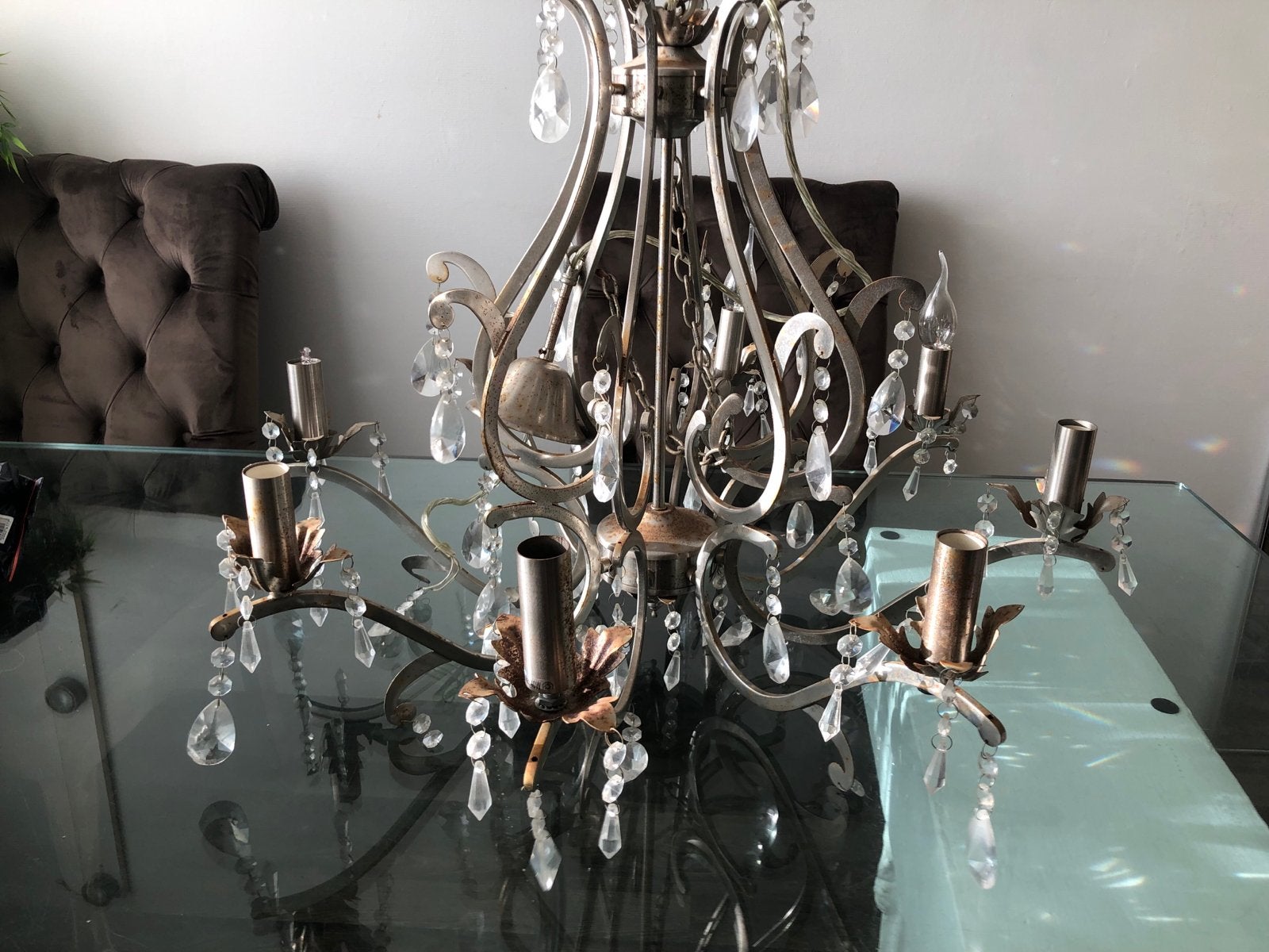 Kristallen pegels voor kroonluchter, Ophalen of Verzenden, Gebruikt, Glas